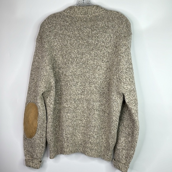 Vintage Winona Knits Oatmeal Patch Elbow Wool Cardigan Sweater Large - Picture 4 of 9